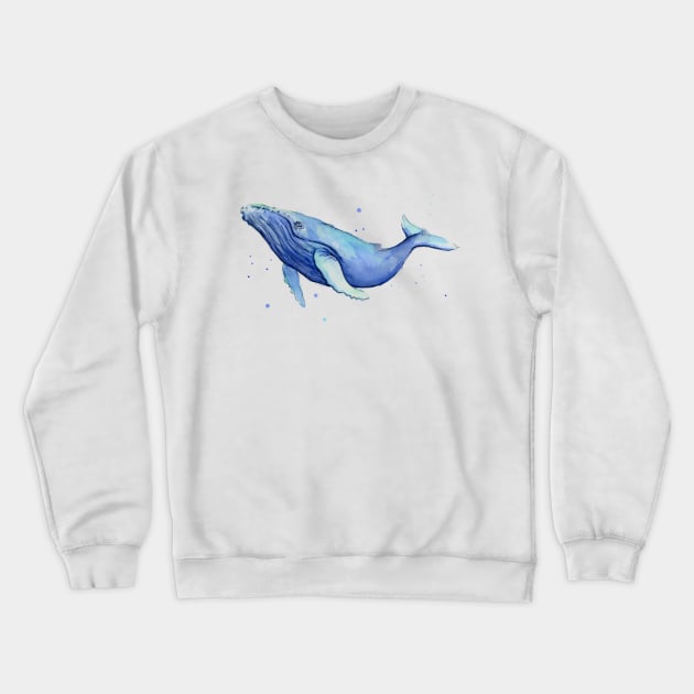 Humpback Whale Watercolor Crewneck Sweatshirt by Olechka